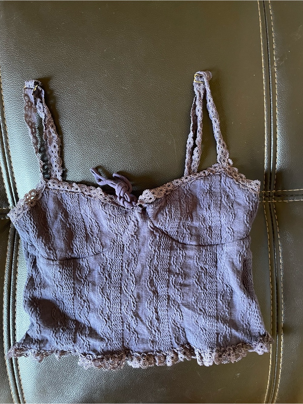 Addicted Brands Lavender Lace-Trim Camisole,slight tear, fixable